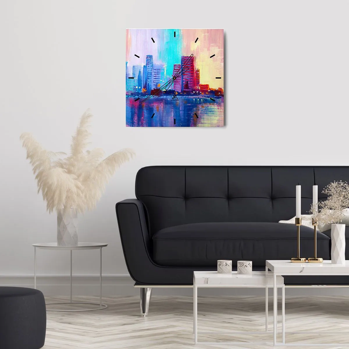 Horloge murale - Pendule murale - Baigné de couleurs - 40x40 cm