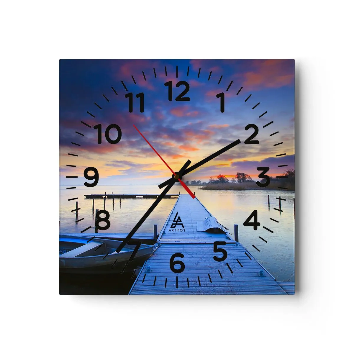 Horloge murale - Pendule murale - Calme violet-doré - 30x30 cm