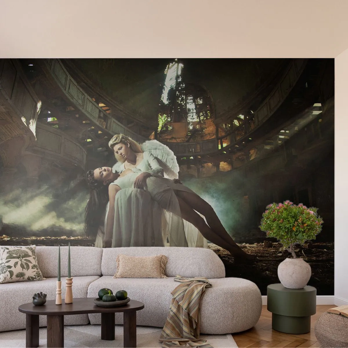 Papier Peint Photo Premium Canvas - L'esprit du théâtre ancien - Femme, Ange, Morceau - 300x210 cm