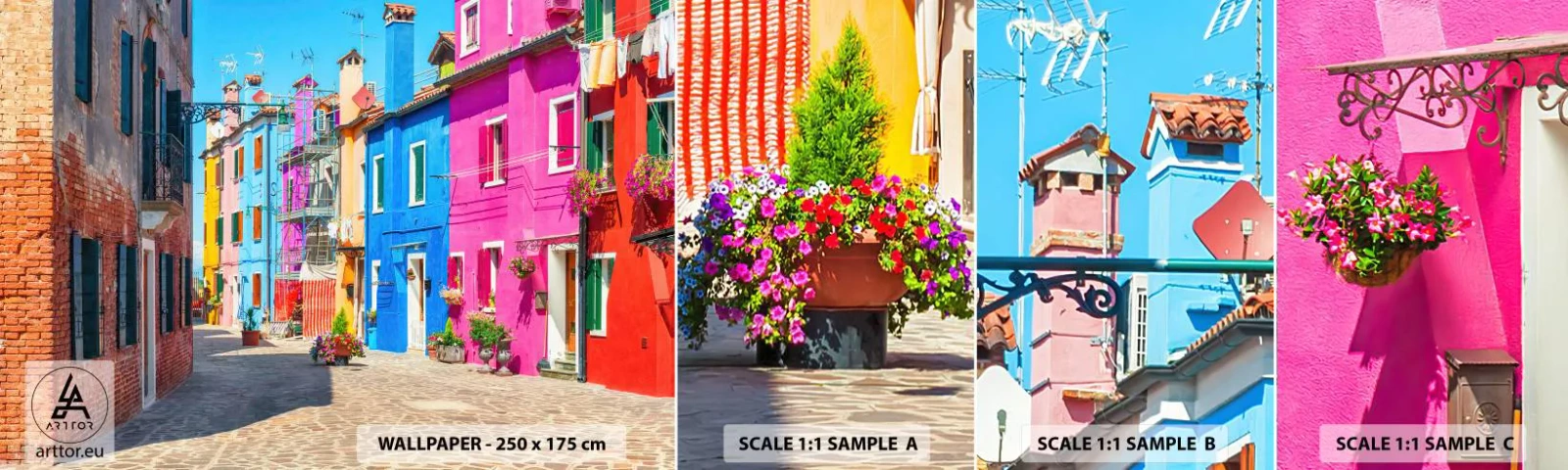 Échantillon De Papier Peint Standard Eco - Ville "Sous les perroquets" - Ville, Italie, Architecture - 100x30 cm