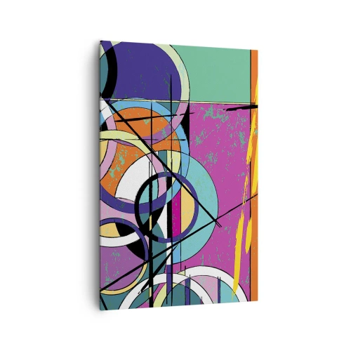 Impression sur toile - Image sur toile - Abstraction colorée avec des cercles géométriques - 80x120cm - Roues sur roues - Décoration murale moderne pour le salon et la chambre ARTTOR