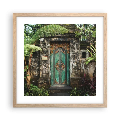 Affiche dans un chêne clair - Poster - Porte vers un monde exotique - 40x40 cm