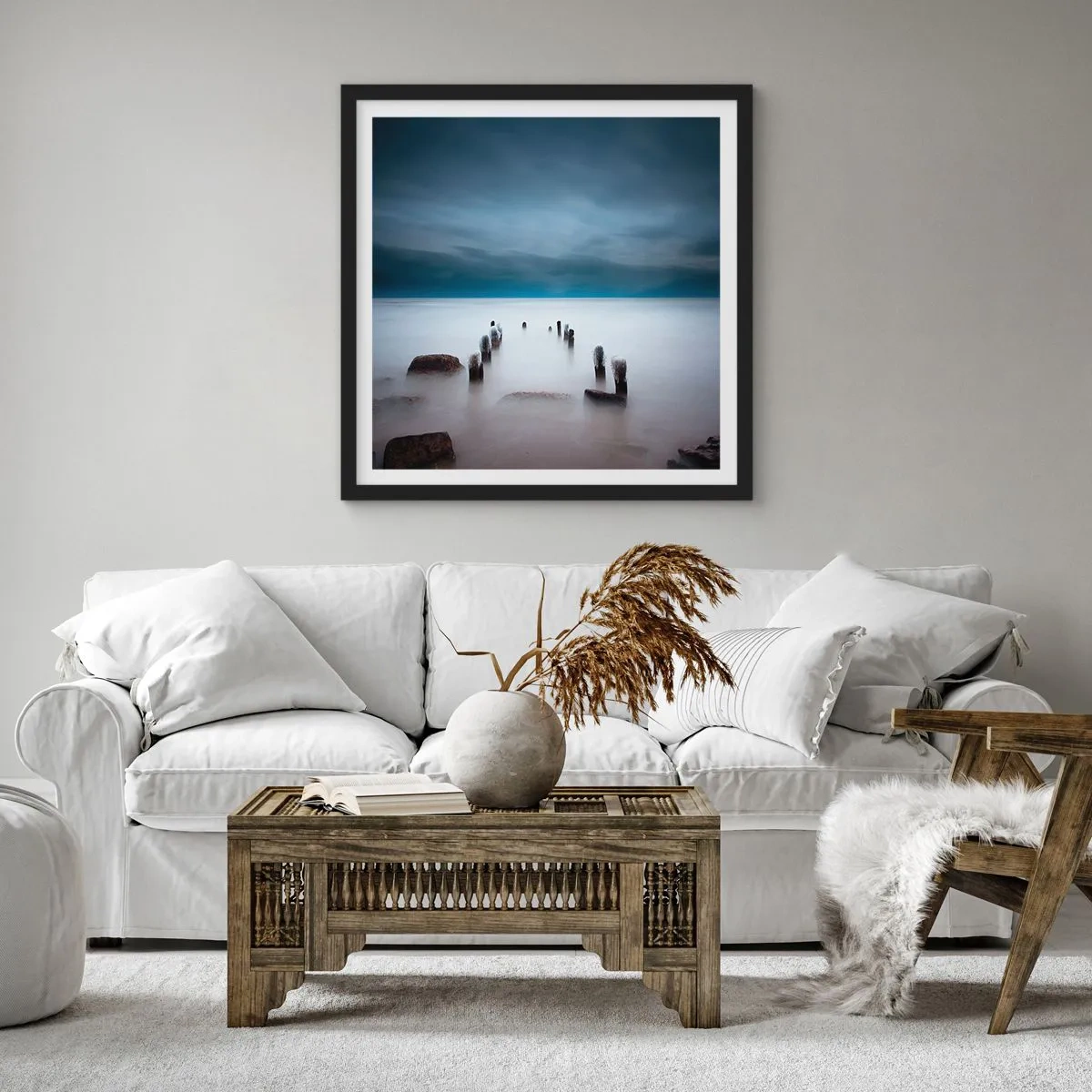 Affiche dans un cadre noir - Poster - Lac pensif - 40x40 cm