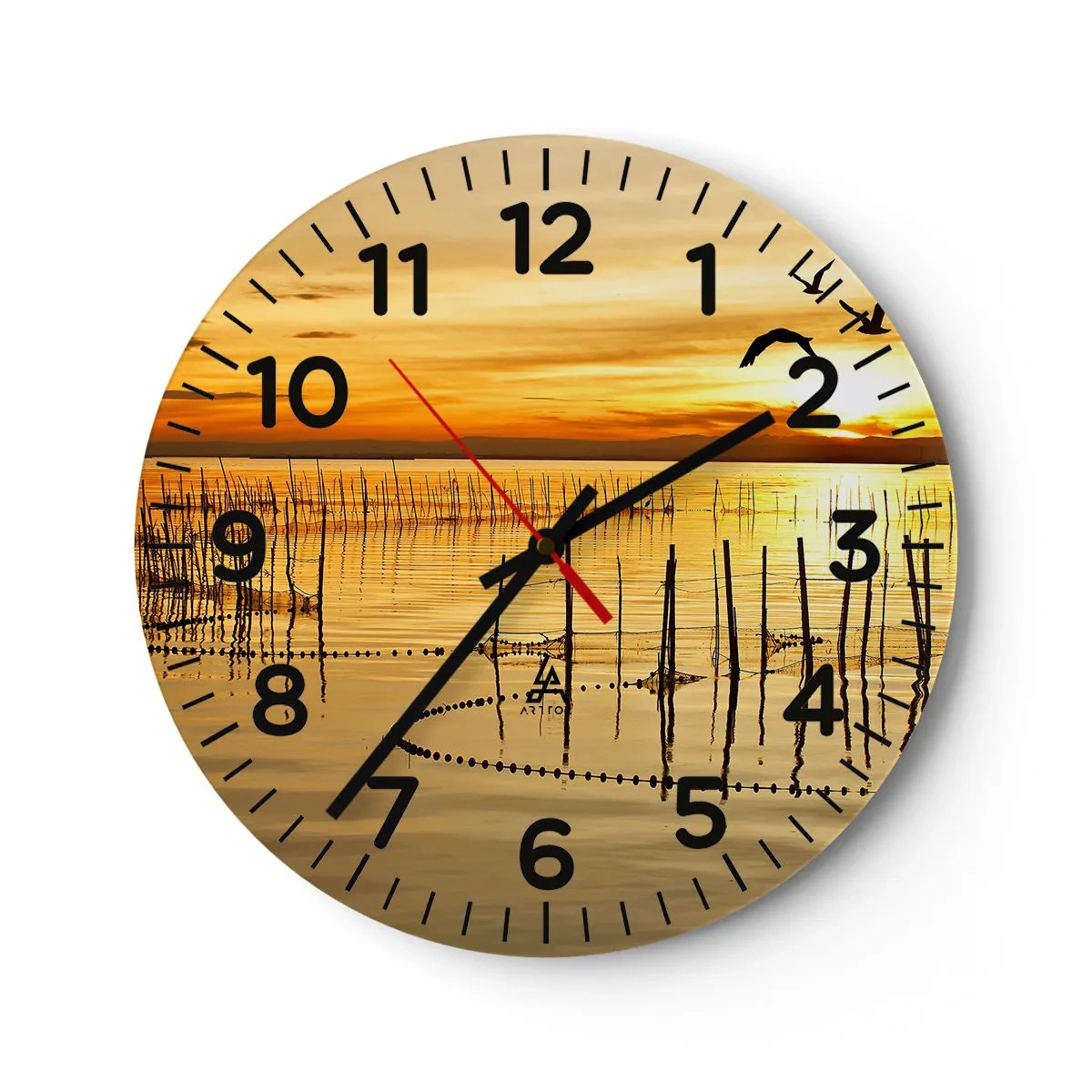 Horloge murale - Pendule murale - À la pêche - 40x40 cm