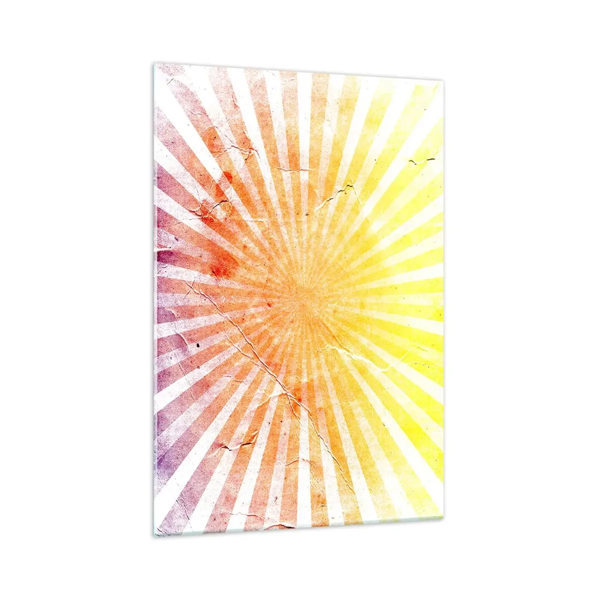 Impression sur verre - Image sur verre - Rayons de soleil dans les tons orange et jaune - 70x100cm - Levant et couchant - Décoration murale moderne pour le salon et la chambre ARTTOR