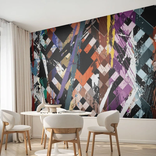 Papier peint sur mesure Standard Eco - Se mettre au carré - Abstraction, Morceau, Modèle moderne