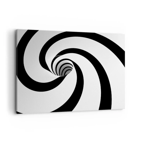 Impression sur toile - Image sur toile - Spirale abstraite noire et blanche avec un effet tourbillonnant - 100x70cm - Céder au vortex ? - Décoration murale moderne pour le salon et la chambre ARTTOR