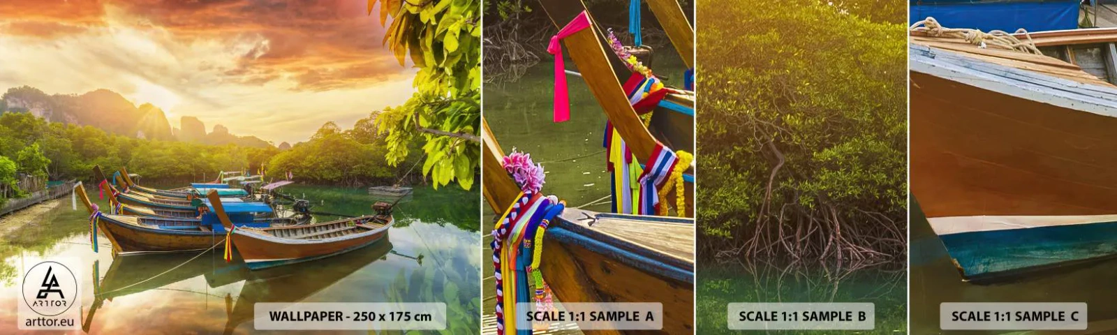 Échantillon De Papier Peint Standard Eco - Avant une journée chargée - Paysage, Thaïlande, Mer - 100x30 cm