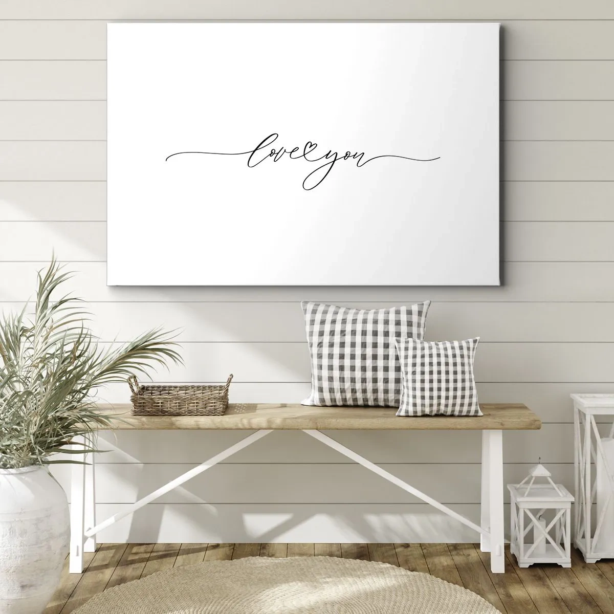 Impression sur toile - Image sur toile - L'inscription « Je t'aime » dans une police élégante - 120x80cm - Noir sur blanc - Décoration murale moderne pour le salon et la chambre ARTTOR