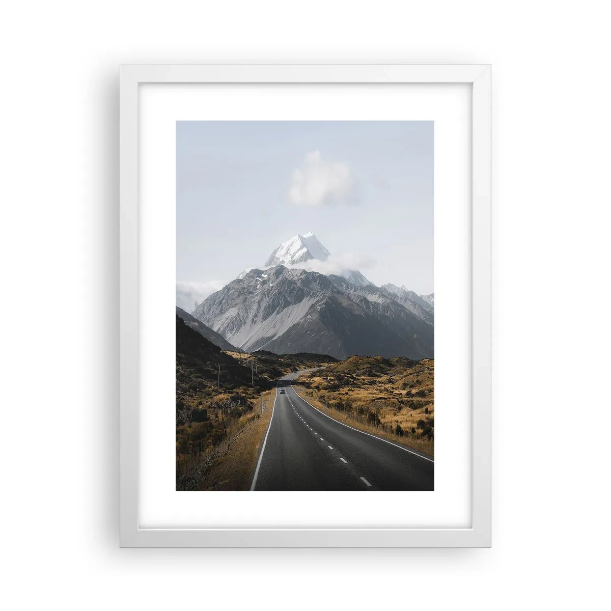 Affiche dans un cadre blanc - Poster - Chemin vers le coeur de la montagne - 30x40 cm