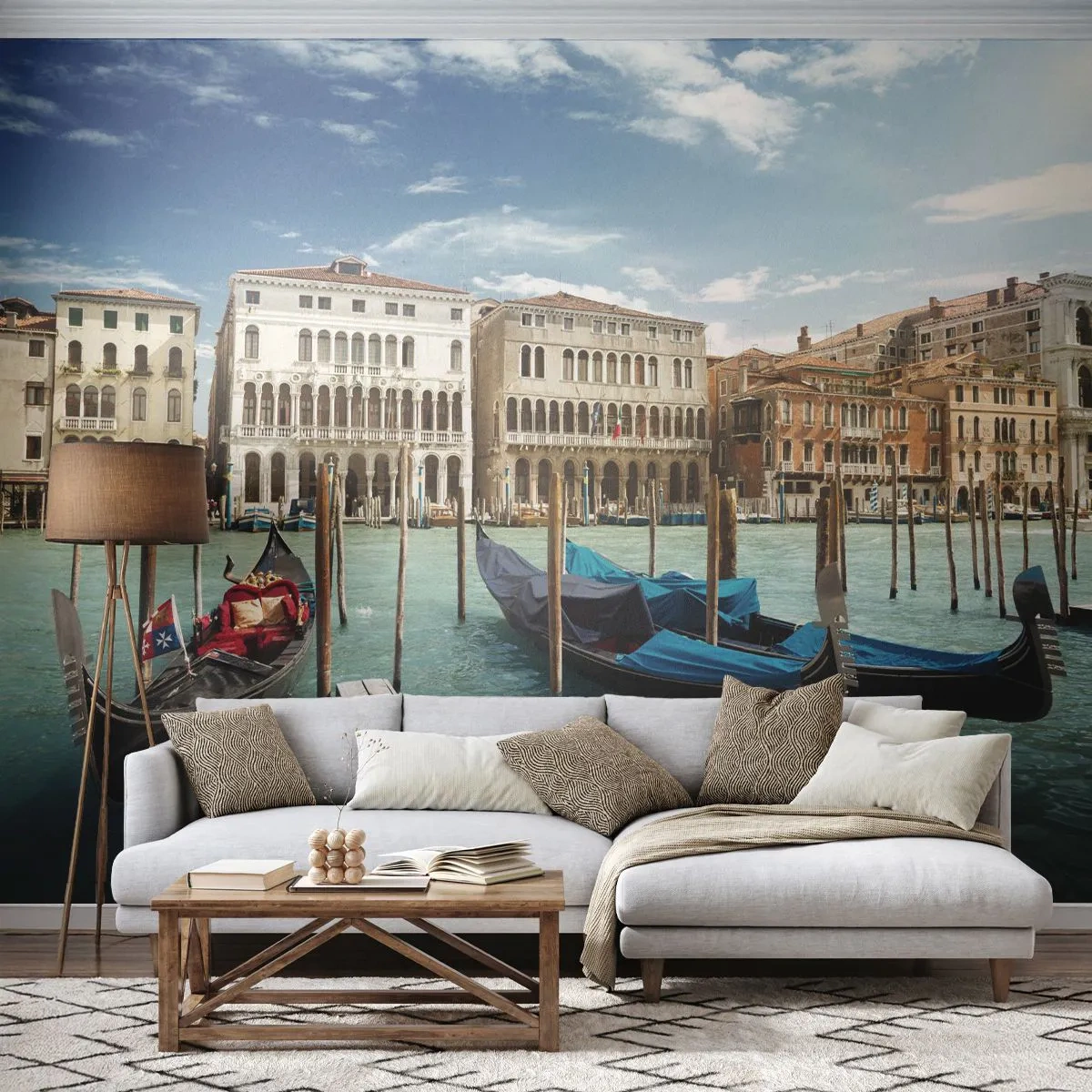 Papier Peint Autocollant Deluxe Sticker - Palace bleu ciel - Ville, Venise, Architecture - 250x175 cm
