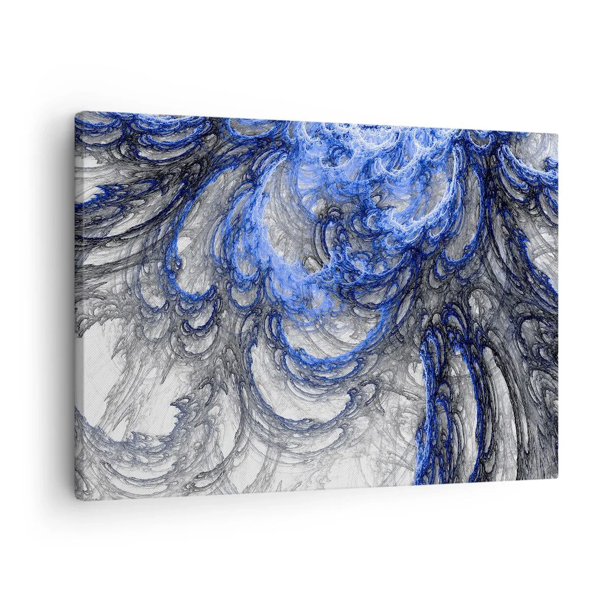 Impression sur toile - Image sur toile - Vagues abstraites dans des tons de bleu et de gris - 70x50cm - La naissance d'une vague - Décoration murale moderne pour le salon et la chambre ARTTOR