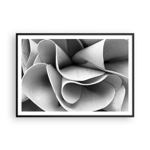 Affiche dans un cadre noir - Poster - Détails en noir et blanc de formes abstraites - 100x70cm - Il s'en passe dans l'espace - Décoration murale moderne pour le salon et la chambre ARTTOR