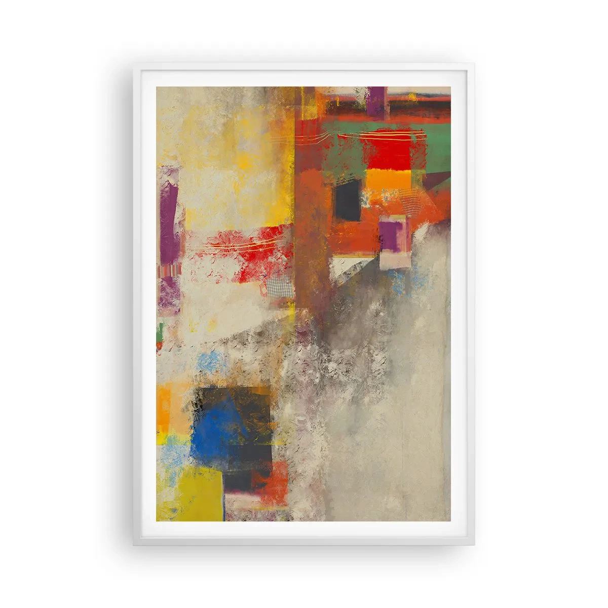 Affiche dans un cadre blanc - Poster - Géométrie des couleurs - 70x100 cm