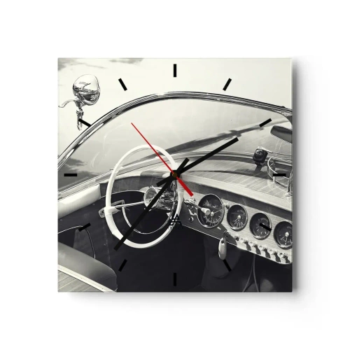 Horloge murale - Pendule murale - Intérieur de voiture classique de style monochrome - 30x30cm - Temps pour riche - Décoration murale moderne pour le salon et la chambre ARTTOR