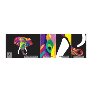 Échantillon de Papier Peint Autocollant Deluxe Sticker - L'éléphant qui aimait se baigner dans un arc-en-ciel - Animaux, Éléphant, Image colorée - 100x30 cm