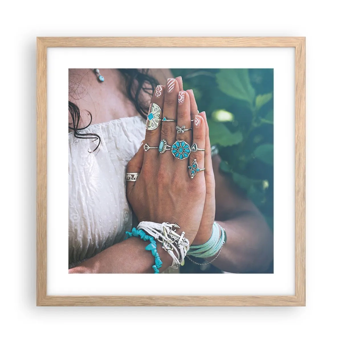 Affiche dans un chêne clair - Poster - Bienvenue au centre du bien-être - 40x40 cm