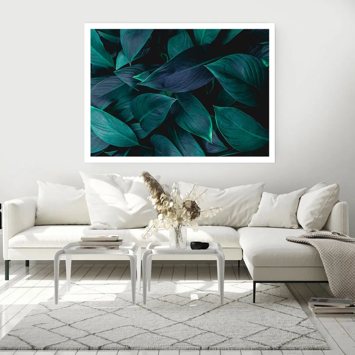 Affiche - Poster - Gros plan de feuilles vertes sur fond sombre - 100x70cm - le vert lui-même - Décoration murale moderne pour le salon et la chambre ARTTOR