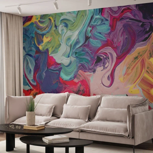 Papier Peint Photo Premium Canvas - La naissance des couleurs - Abstraction, Morceau, Modèle moderne - 400x280 cm