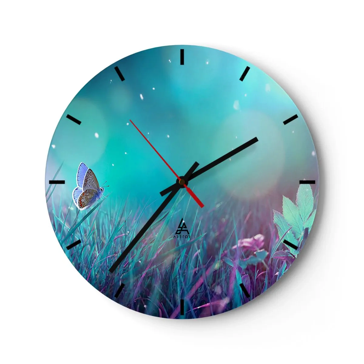 Horloge murale - Pendule murale - La vie secrète de la prairie - 40x40 cm