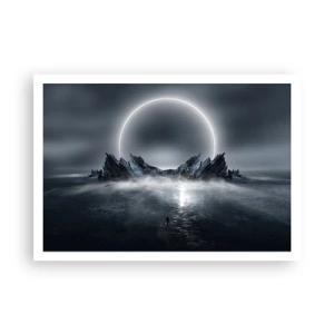 Affiche - Poster - Paysage mystérieux avec un anneau de lumière au-dessus des montagnes - 100x70cm - La fin de l'histoire - Décoration murale moderne pour le salon et la chambre ARTTOR