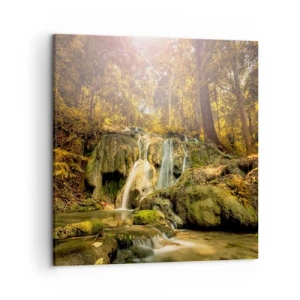 Impression sur toile - Image sur toile - Cascade de forêt en vert - 50x50 cm