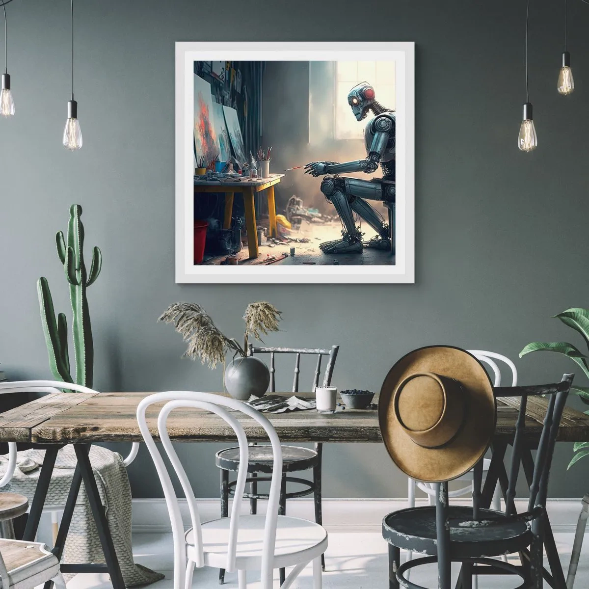 Affiche dans un cadre blanc - Poster - L'acte de création - 60x60 cm