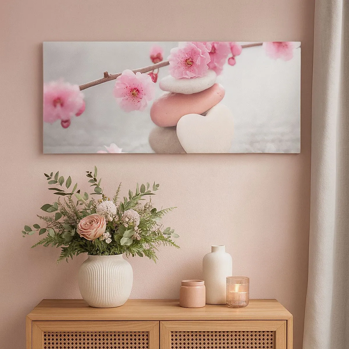 Impression sur toile - Image sur toile - Le bonheur avec une fleur de cerisier - 100x40 cm