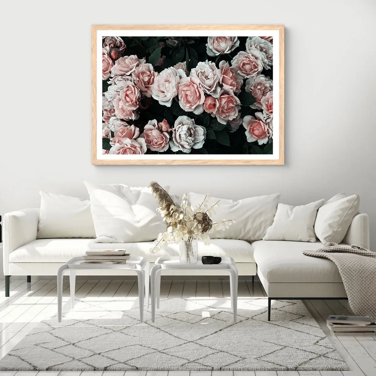 Affiche dans un chêne clair - Poster - Ensemble de rose - 50x40 cm