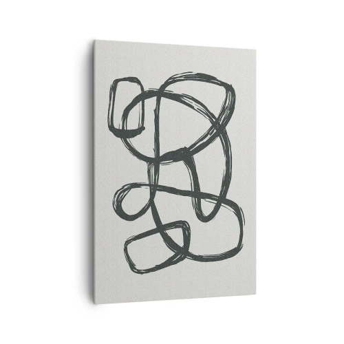 Impression sur toile - Image sur toile - Lignes abstraites créant des formes libres sur un fond clair - 70x100cm - Abstraction en boucle - Décoration murale moderne pour le salon et la chambre ARTTOR