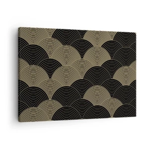 Impression sur toile - Image sur toile - Motif Art Déco avec demi-cercles et lignes dorées - 70x50cm - Unité dans la multiplicité - Décoration murale moderne pour le salon et la chambre ARTTOR
