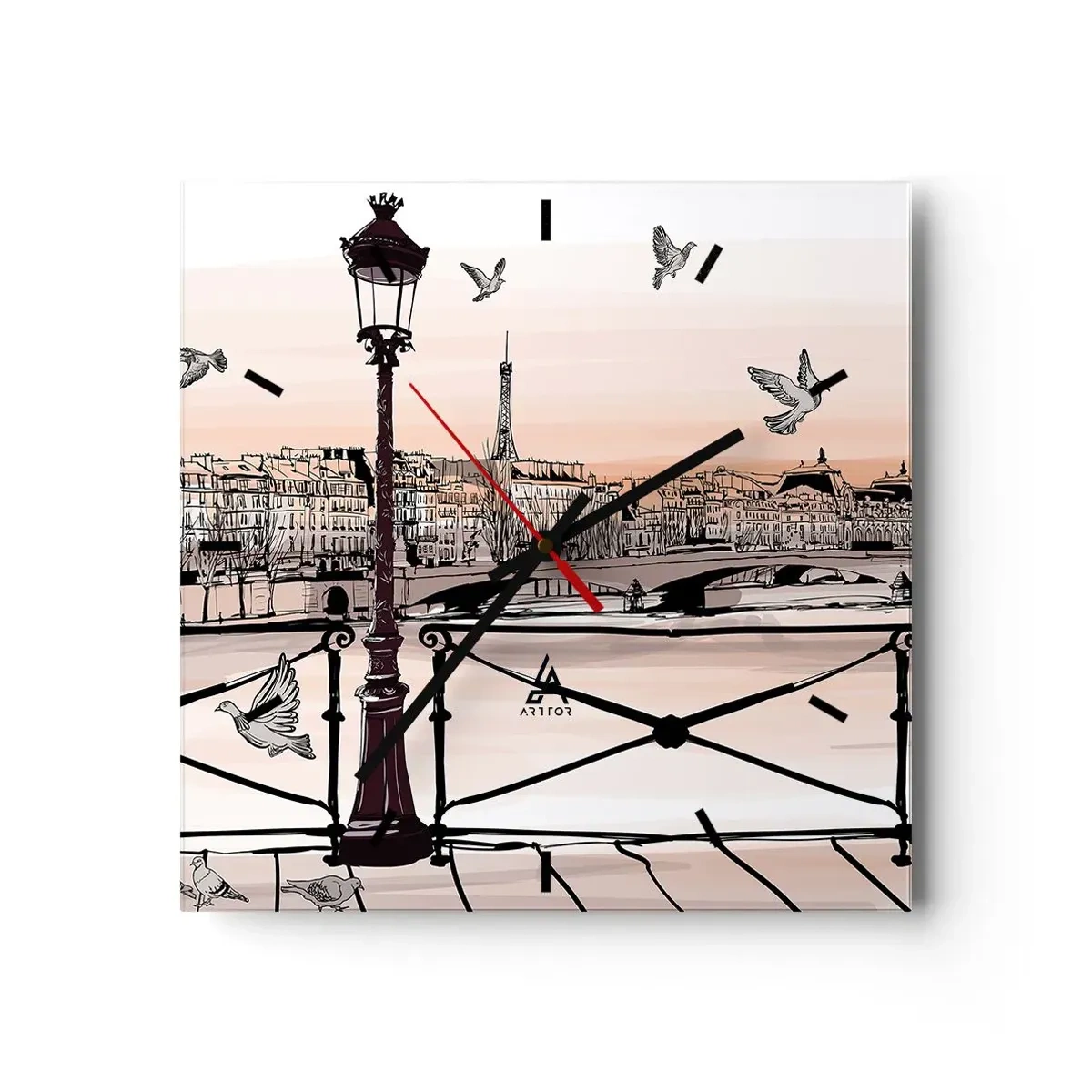 Horloge murale - Pendule murale - Sur les toits de Paris - 40x40 cm