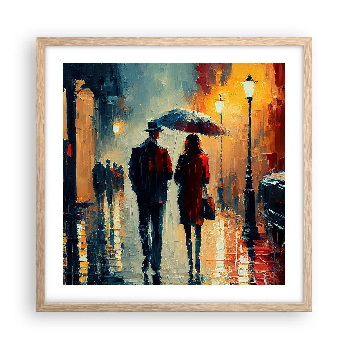 Affiche dans un chêne clair - Poster - Histoire d'amour urbaine - 50x50 cm