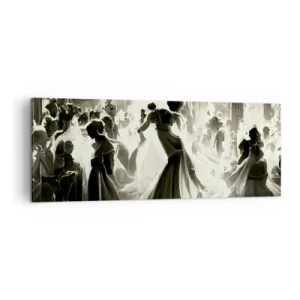 Impression sur toile - Image sur toile - Boule de style rétro en noir et blanc - 140x50cm - La grande mascarade - Décoration murale moderne pour le salon et la chambre ARTTOR