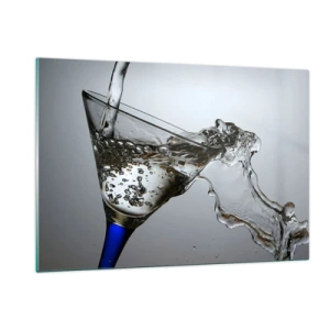Impression sur verre - Image sur verre - Éclaboussures d'eau dans un verre à martini - 120x80cm - Eau cristalline dans un verre cristal - Décoration murale moderne pour le salon et la chambre ARTTOR