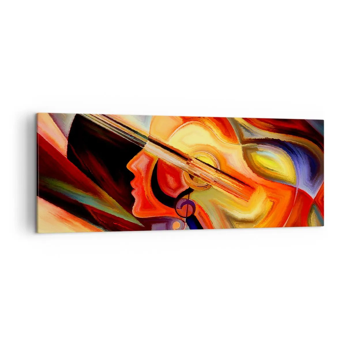 Impression sur toile - Image sur toile - Abstraction colorée inspirée de la musique et de la guitare - 140x50cm - Tout va bien - Décoration murale moderne pour le salon et la chambre ARTTOR