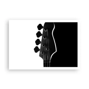 Affiche - Poster - Silhouette noire et blanche d'une tête de guitare basse - 100x70cm - Silence de roche - Décoration murale moderne pour le salon et la chambre ARTTOR