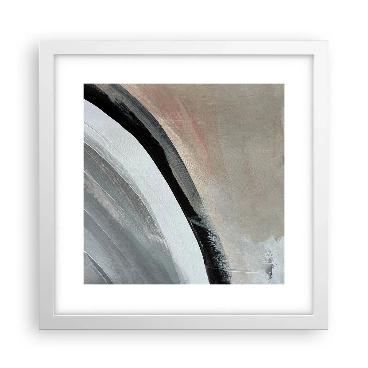 Affiche dans un cadre blanc - Poster - Composition : arc de noir et gris - 30x30 cm