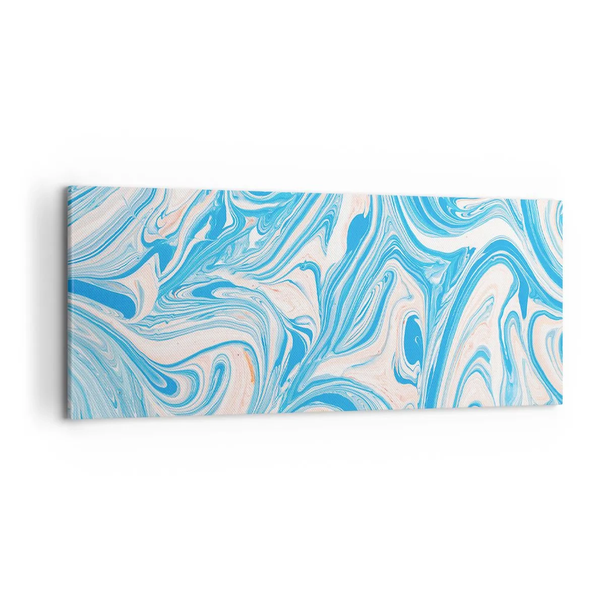 Impression sur toile - Image sur toile - Tourbillons abstraits de style marbre bleu et blanc - 120x50cm - Bassin turquoise - Décoration murale moderne pour le salon et la chambre ARTTOR