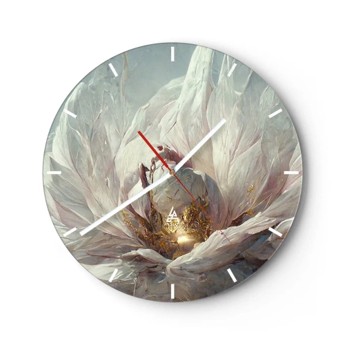 Horloge murale - Pendule murale - Une large fleur aux tons clairs avec un centre brillant - 30x30cm - Il fleurit une fois tous les cent ans - Décoration murale moderne pour le salon, la cuisine et la chambre ARTTOR