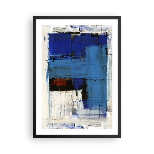 Affiche dans un cadre noir - Poster - Composition abstraite dans les tons de bleu et de blanc - 50x70cm - Secret de bleu - Décoration murale moderne pour le salon et la chambre ARTTOR