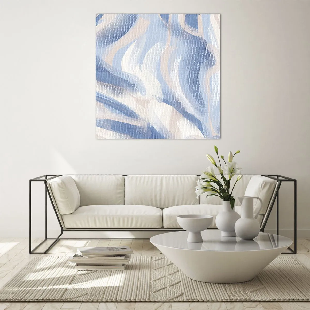 Impression sur verre - Image sur verre - Vagues bleues - 40x40 cm