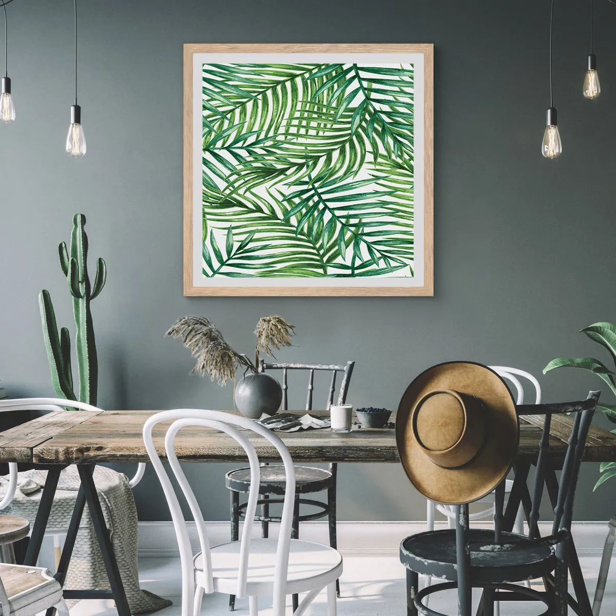 Affiche dans un chêne clair - Poster - Sous la canopée verte - 30x30 cm