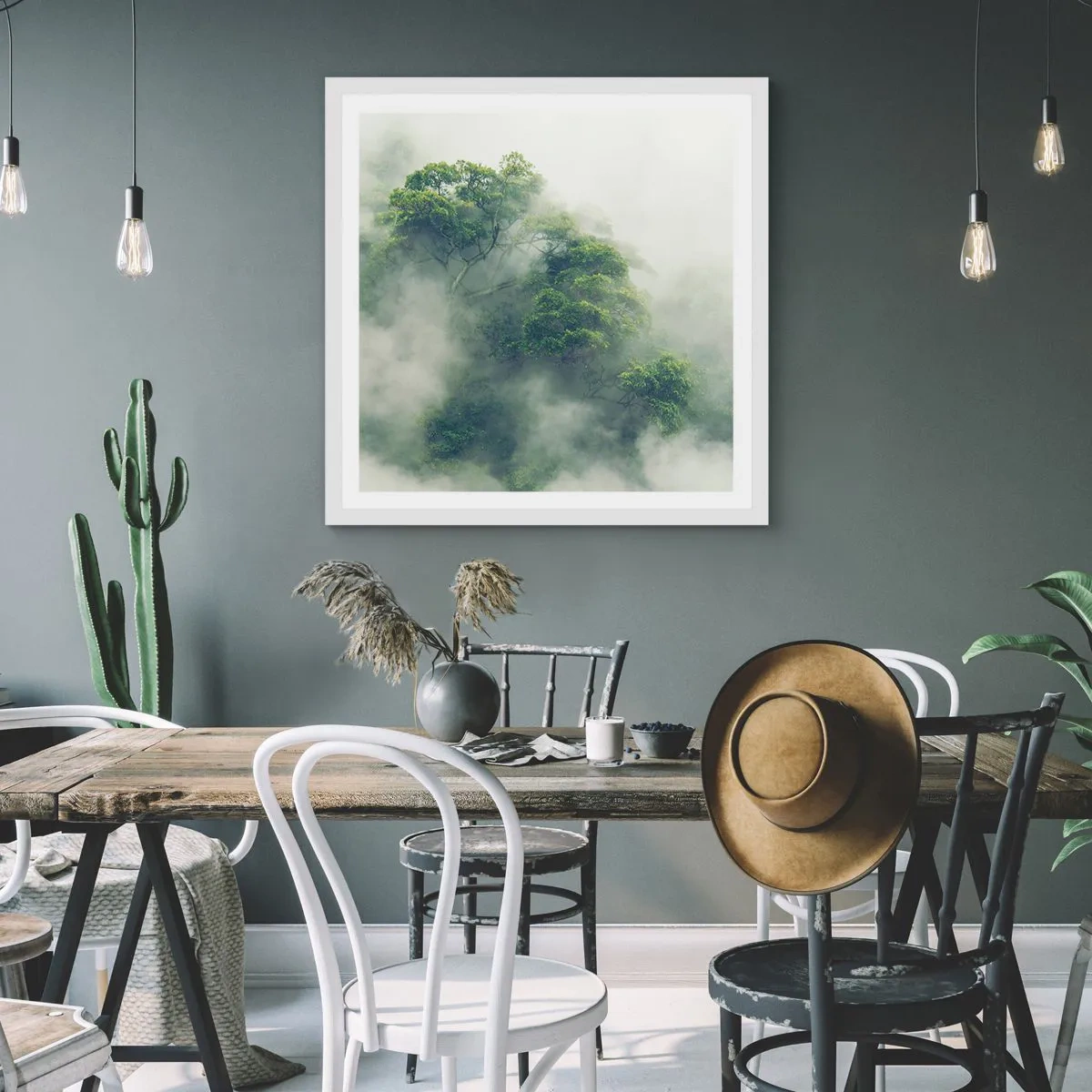 Affiche dans un cadre blanc - Poster - Enveloppé de brouillard - 30x30 cm
