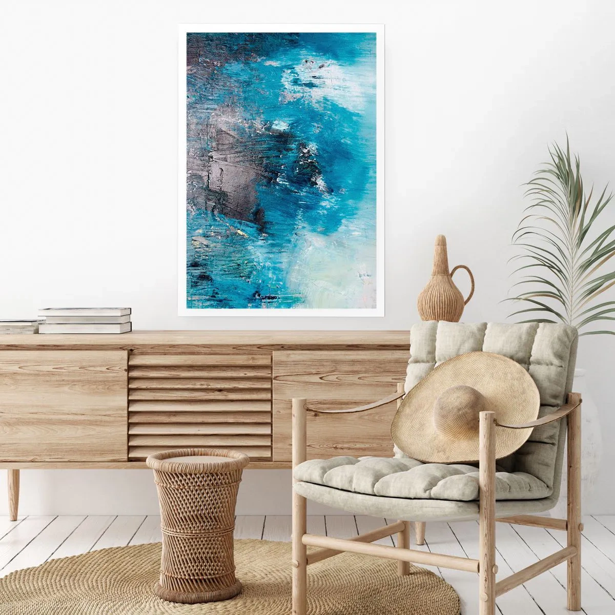 Affiche - Poster - Composition abstraite dans les tons de bleu - 50x70cm - Rhapsodie en bleu - Décoration murale moderne pour le salon et la chambre ARTTOR
