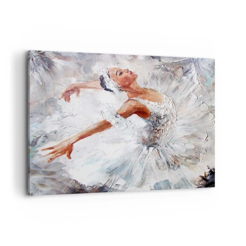 Impression sur toile - Image sur toile - Une ballerine en robe blanche dansant - 120x80cm - Délicat et léger comme du tulle - Décoration murale moderne pour le salon et la chambre ARTTOR