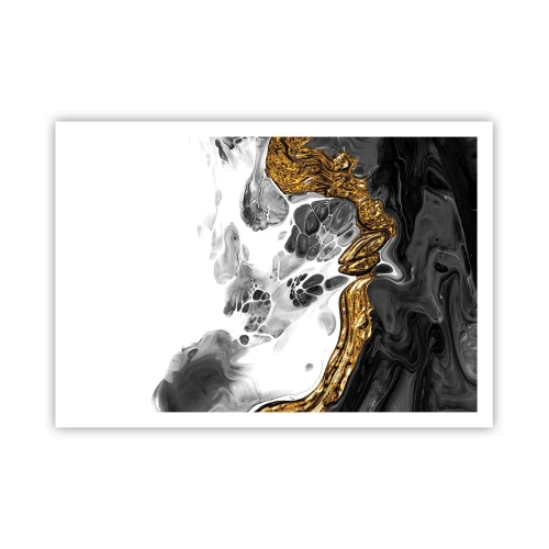 Affiche - Poster - Une composition abstraite avec des accents d'or et de noir. - 100x70cm - Composition organique - Décoration murale moderne pour le salon et la chambre ARTTOR