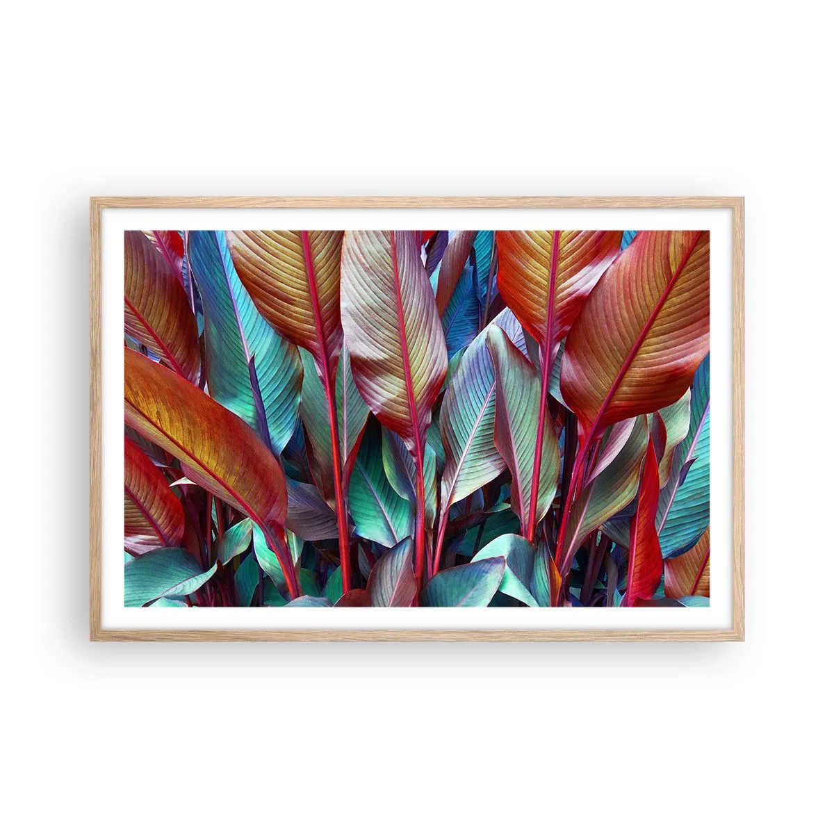 Affiche dans un chêne clair - Poster - Un fourré coloré - 91x61 cm