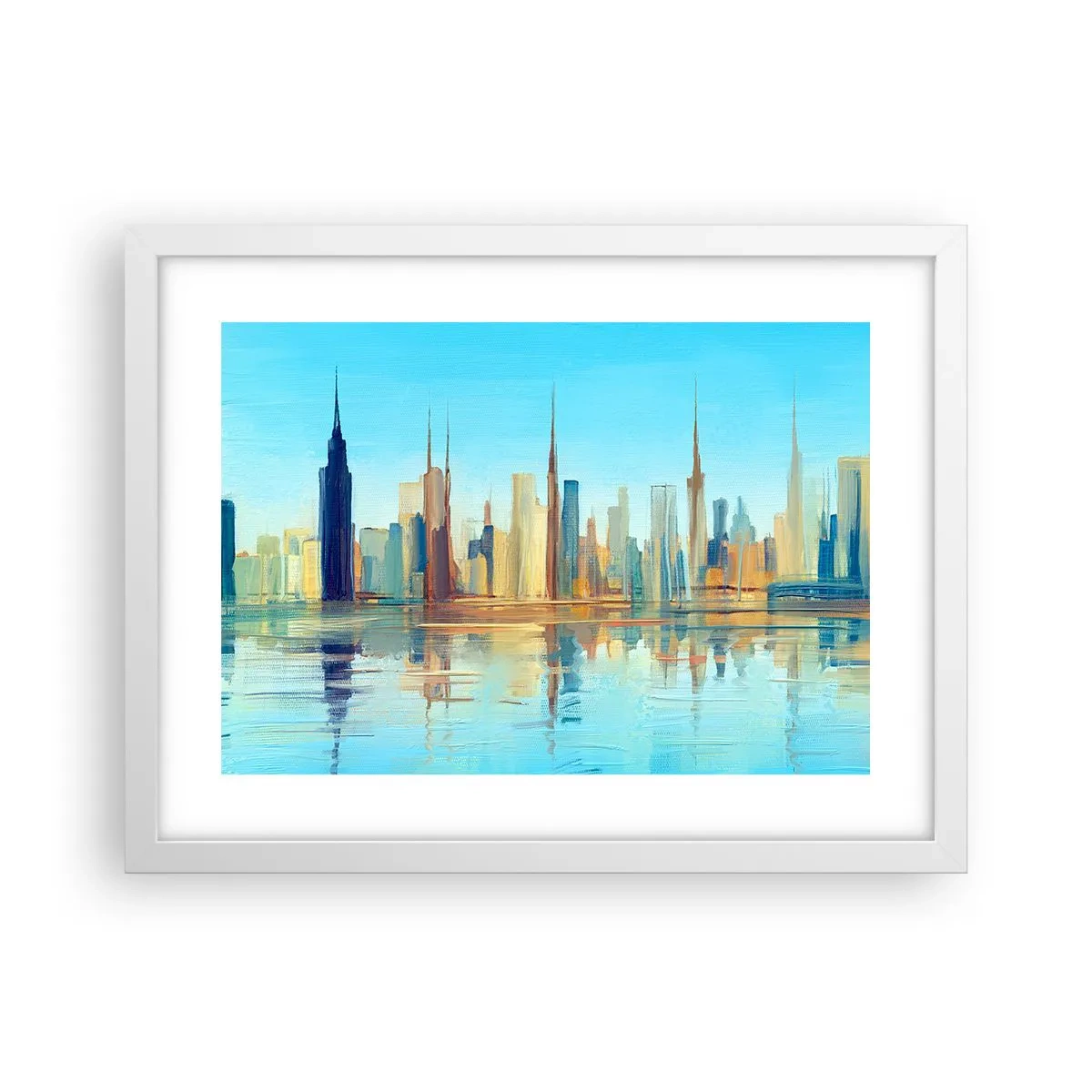 Affiche dans un cadre blanc - Poster - Une métropole ensoleillée - 40x30 cm