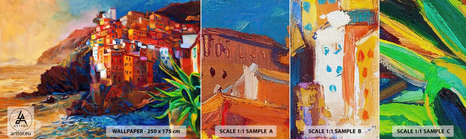 Échantillon de Papier Peint Premium Canvas - Climats italien - Paysage, Architecture, Côte - 100x30 cm